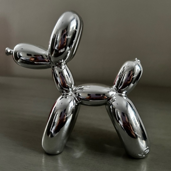GP Edition Silver Metallic Balloon Dog Figurine Art Statue 4" H - Picture 2 of 7